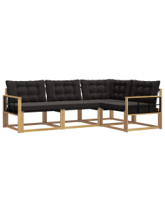 Set di divani da esterno con cuscino 4 pcs Bianco e Nero 2
