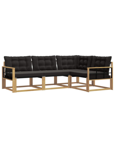 Set di divani da esterno con cuscino 4 pcs Bianco e Nero