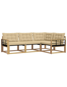 Set di divani da esterno con cuscino 4 pcs Bianco e Beige 2