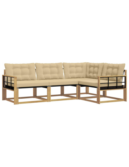 Set di divani da esterno con cuscino 4 pcs Bianco e Beige