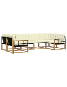Set di divani da esterno con cuscino 6 pcs Bianco e Crema 2