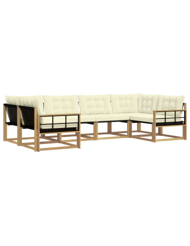 Set di divani da esterno con cuscino 6 pcs Bianco e Crema