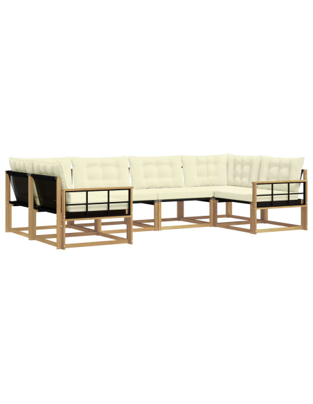 Set di divani da esterno con cuscino 6 pcs Bianco e Crema