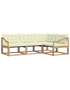 Set di divani da esterno con cuscino 4 pcs Bianco e Crema 2