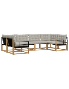 Set di divani da esterno 6 pcs Bianco e Grigio Chiaro 2