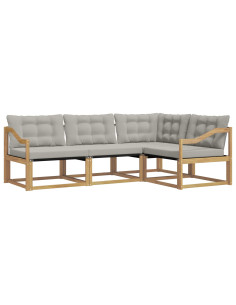 Set di divani da esterno 4 pcs Bianco e Grigio Chiaro 2