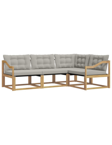 Set di divani da esterno 4 pcs Bianco e Grigio Chiaro