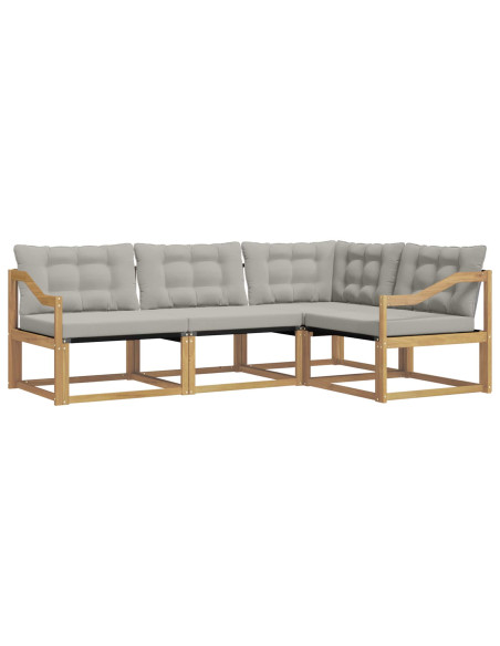 Set di divani da esterno 4 pcs Bianco e Grigio Chiaro