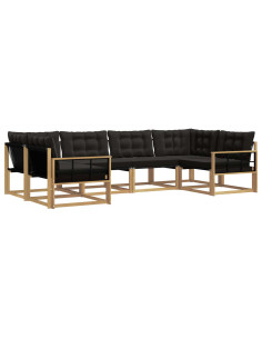 Set di divani da esterno con cuscino 6 pcs Bianco e Nero 2