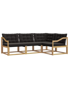 Set di divani da esterno con cuscino 4 pcs Bianco e Nero 2