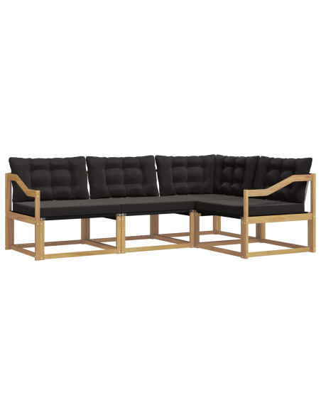 Set di divani da esterno con cuscino 4 pcs Bianco e Nero