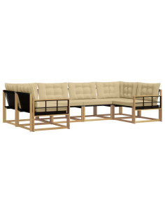 Set di divani da esterno con cuscino 6 pcs Bianco e Beige 2