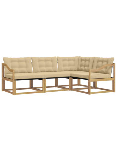Set di divani da esterno con cuscino 4 pcs Bianco e Beige 2
