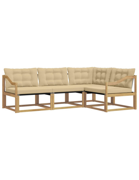 Set di divani da esterno con cuscino 4 pcs Bianco e Beige