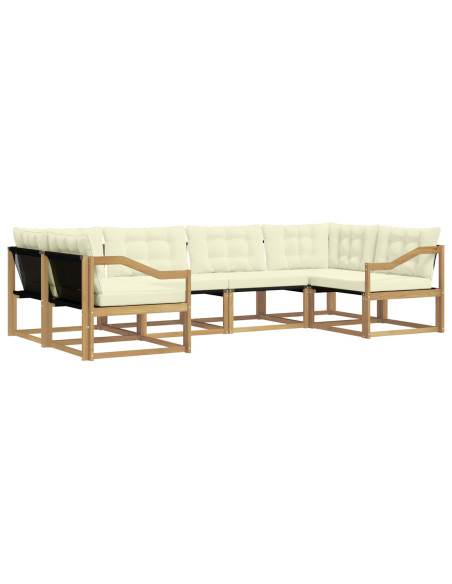 Set di divani da esterno con cuscino 6 pcs Bianco e Crema