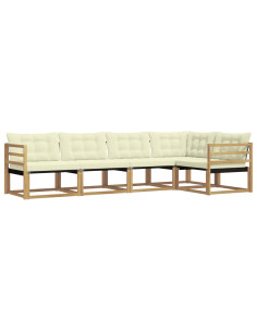 Set di divani da esterno con cuscino 5 pcs Bianco e Crema 2