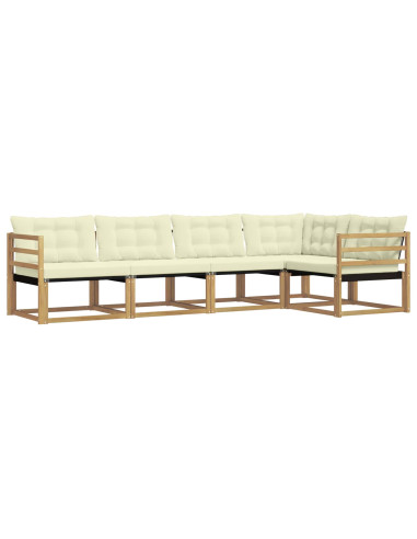 Set di divani da esterno con cuscino 5 pcs Bianco e Crema