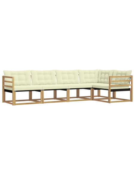Set di divani da esterno con cuscino 5 pcs Bianco e Crema