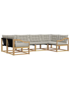 Set di divani da esterno 6 pcs Bianco e Grigio Chiaro 2