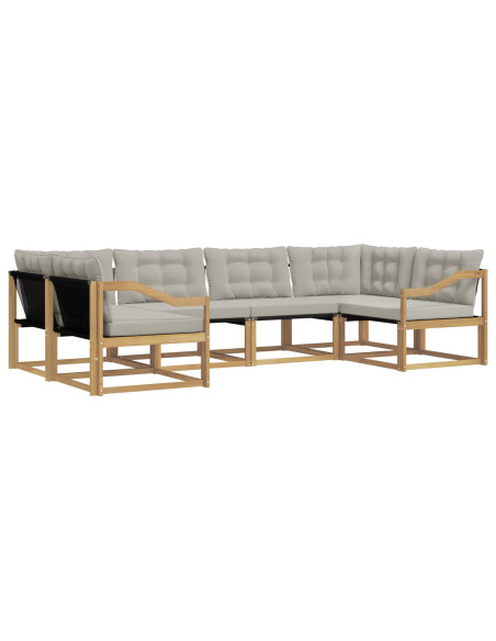 Set di divani da esterno 6 pcs Bianco e Grigio Chiaro