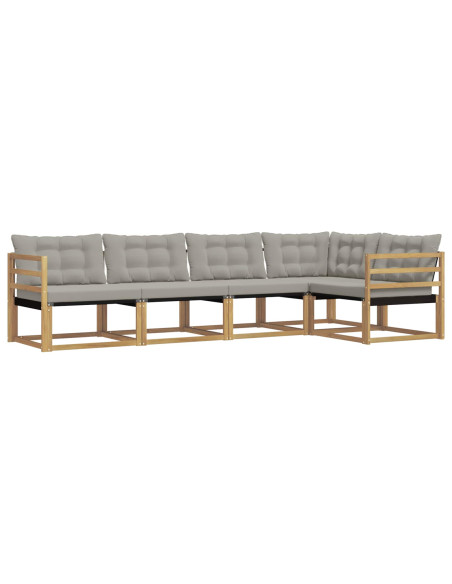 Set di divani da esterno 5 pcs Bianco e Grigio Chiaro