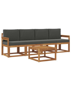 Set di divani da esterno con cuscino 5 pcs Naturale e Antracite 2