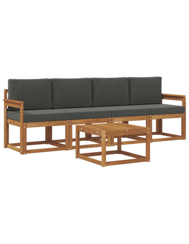 Set di divani da esterno con cuscino 5 pcs Naturale e Antracite
