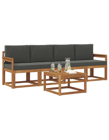 Set di divani da esterno con cuscino 5 pcs Naturale e Antracite