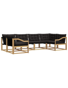 Set di divani da esterno con cuscino 6 pcs Bianco e Nero 2