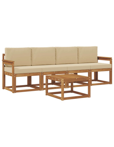 Set di divani da esterno con cuscino 5 pcs Naturale e Beige