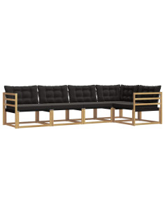 Set di divani da esterno con cuscino 5 pcs Bianco e Nero 2