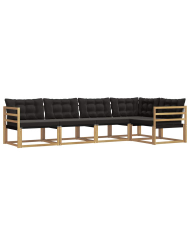 Set di divani da esterno con cuscino 5 pcs Bianco e Nero