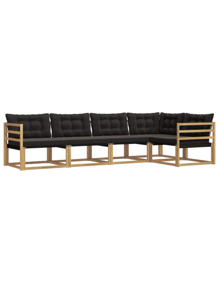 Set di divani da esterno con cuscino 5 pcs Bianco e Nero