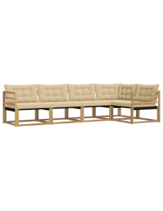 Set di divani da esterno con cuscino 5 pcs Bianco e Beige 2
