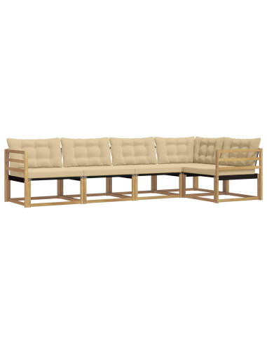 Set di divani da esterno con cuscino 5 pcs Bianco e Beige