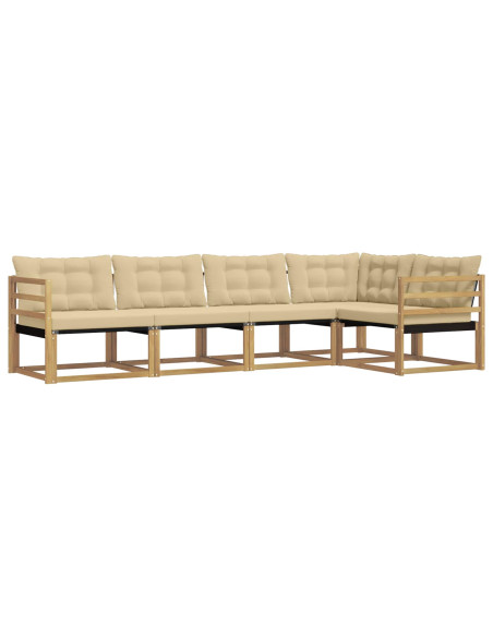 Set di divani da esterno con cuscino 5 pcs Bianco e Beige