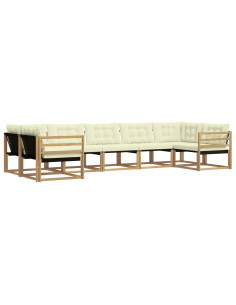 Set di divani da esterno con cuscino 7 pcs Bianco e Crema 2
