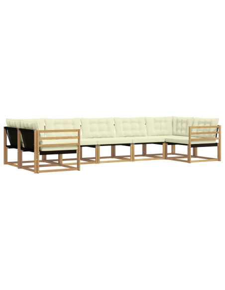 Set di divani da esterno con cuscino 7 pcs Bianco e Crema