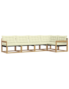 Set di divani da esterno con cuscino 5 pcs Bianco e Crema 2