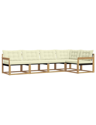 Set di divani da esterno con cuscino 5 pcs Bianco e Crema