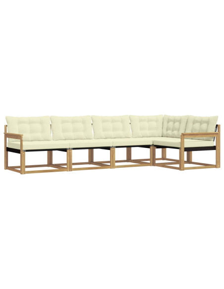 Set di divani da esterno con cuscino 5 pcs Bianco e Crema
