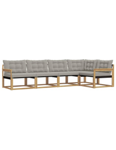 Set di divani da esterno 5 pcs Bianco e Grigio Chiaro 2