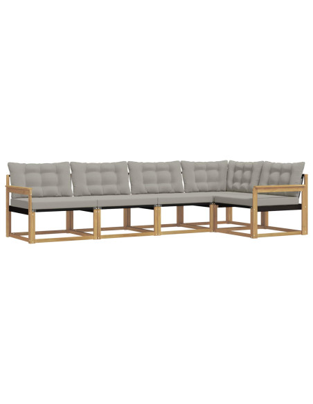 Set di divani da esterno 5 pcs Bianco e Grigio Chiaro