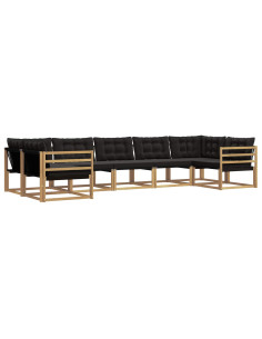 Set di divani da esterno con cuscino 7 pcs Bianco e Nero 2
