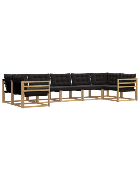 Set di divani da esterno con cuscino 7 pcs Bianco e Nero