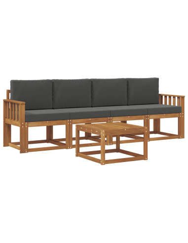 Set di divani da esterno con cuscino 5 pcs Naturale e Antracite