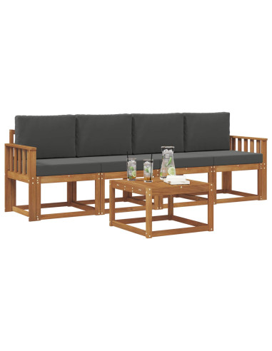 Set di divani da esterno con cuscino 5 pcs Naturale e Antracite
