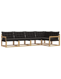 Set di divani da esterno con cuscino 5 pcs Bianco e Nero 2