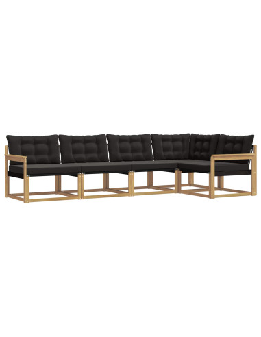 Set di divani da esterno con cuscino 5 pcs Bianco e Nero
