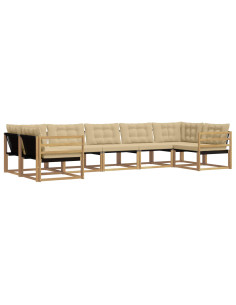 Set di divani da esterno con cuscino 7 pcs Bianco e Beige 2